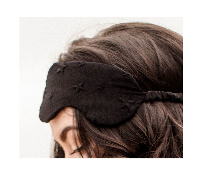 Silk eye mask with star lace detail and silk covered band