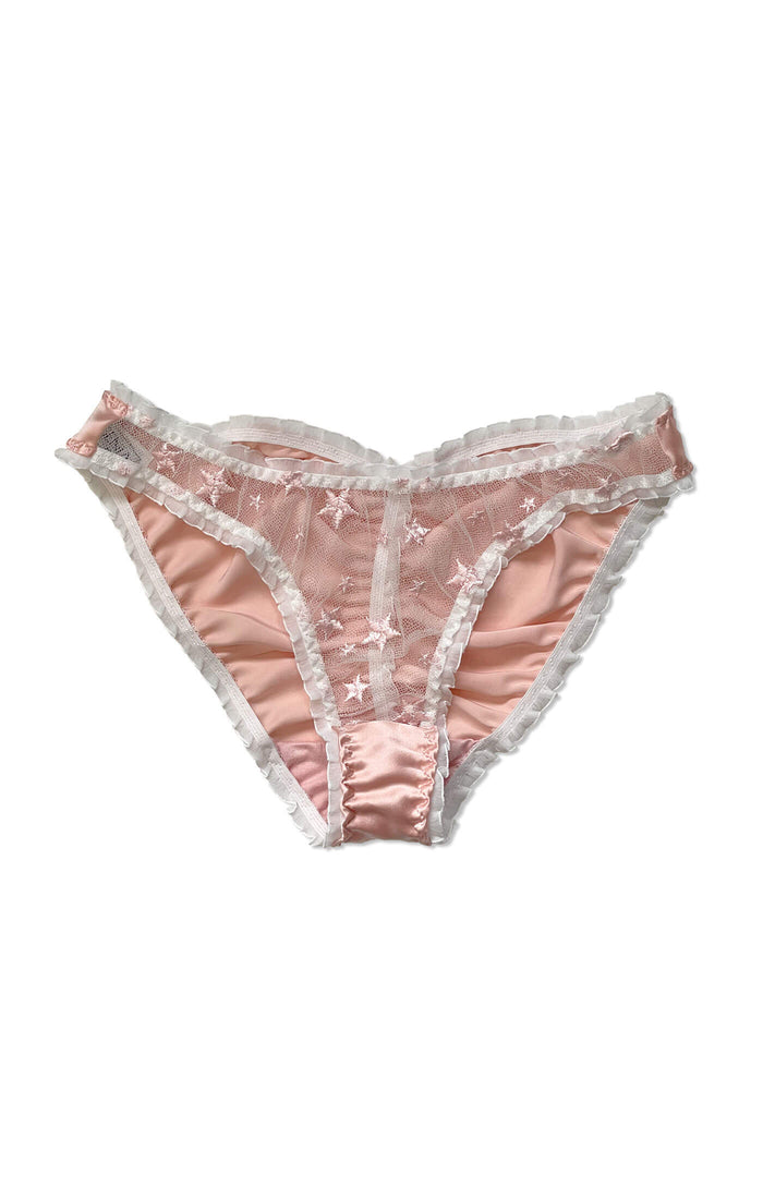 Pink ruffle star silk panty for Marie Antoinette pinup style