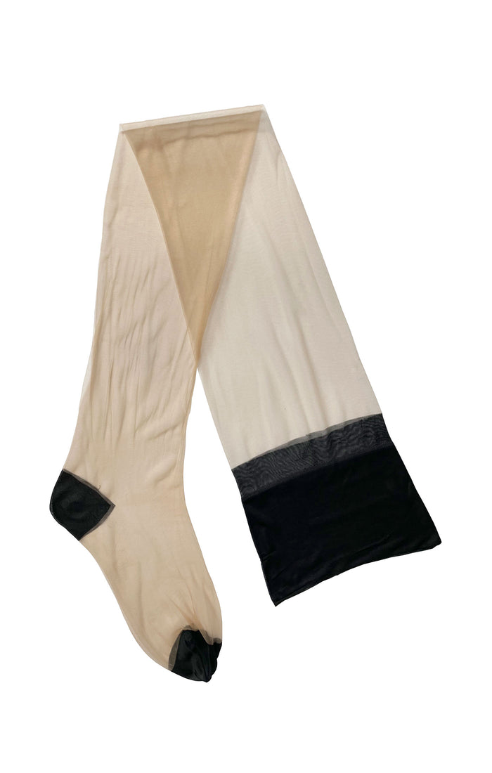 Natural/Black Full Contrast RHT Stockings | Vintage Pinup Nylon Stockings for Garter Belt Evgenia LLC Natural/Black Full Contrast RHT Stockings | Vintage Pinup Nylon Stockings for Garter Belt Evgenia LLC