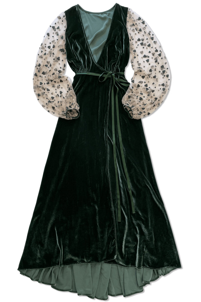 Forêt Luxe Robe | Glamorous Evergreen Pinup Velvet Robe – Evgenia LLC