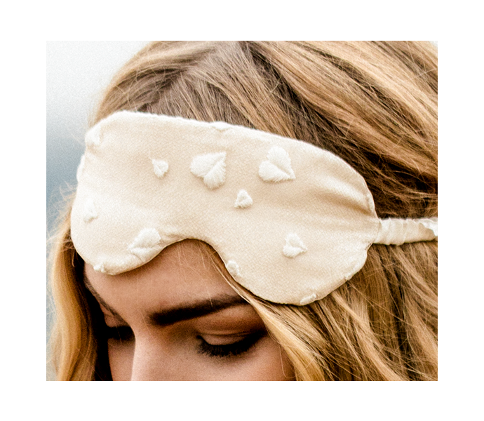 Luxury silk eye mask with heart lace and ivory silk band