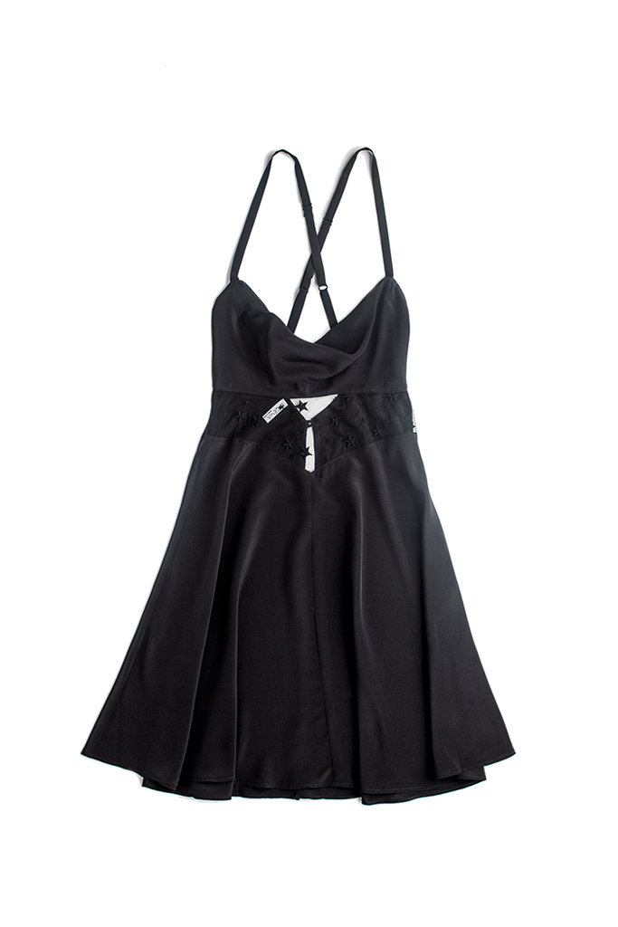 Jet Short Gown | Black Silk Slip Dress – Evgenia LLC